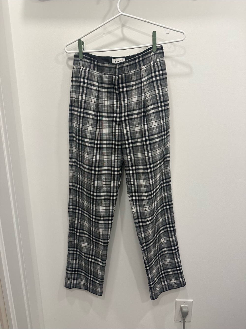 NEED supply co Black and Gray Plaid Dress Pants